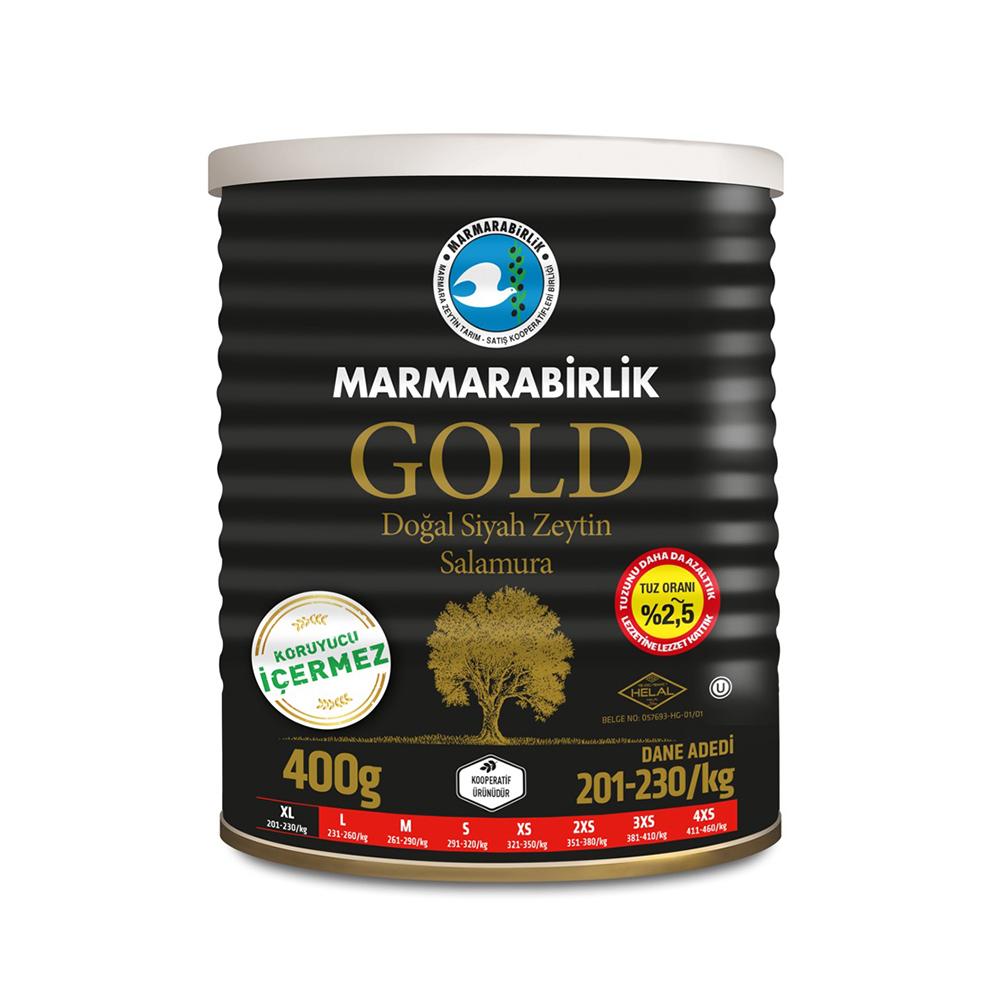 Marmarabirlik Gemlik Black Olives Gold Xl %2.5 Salty 400 gr Can