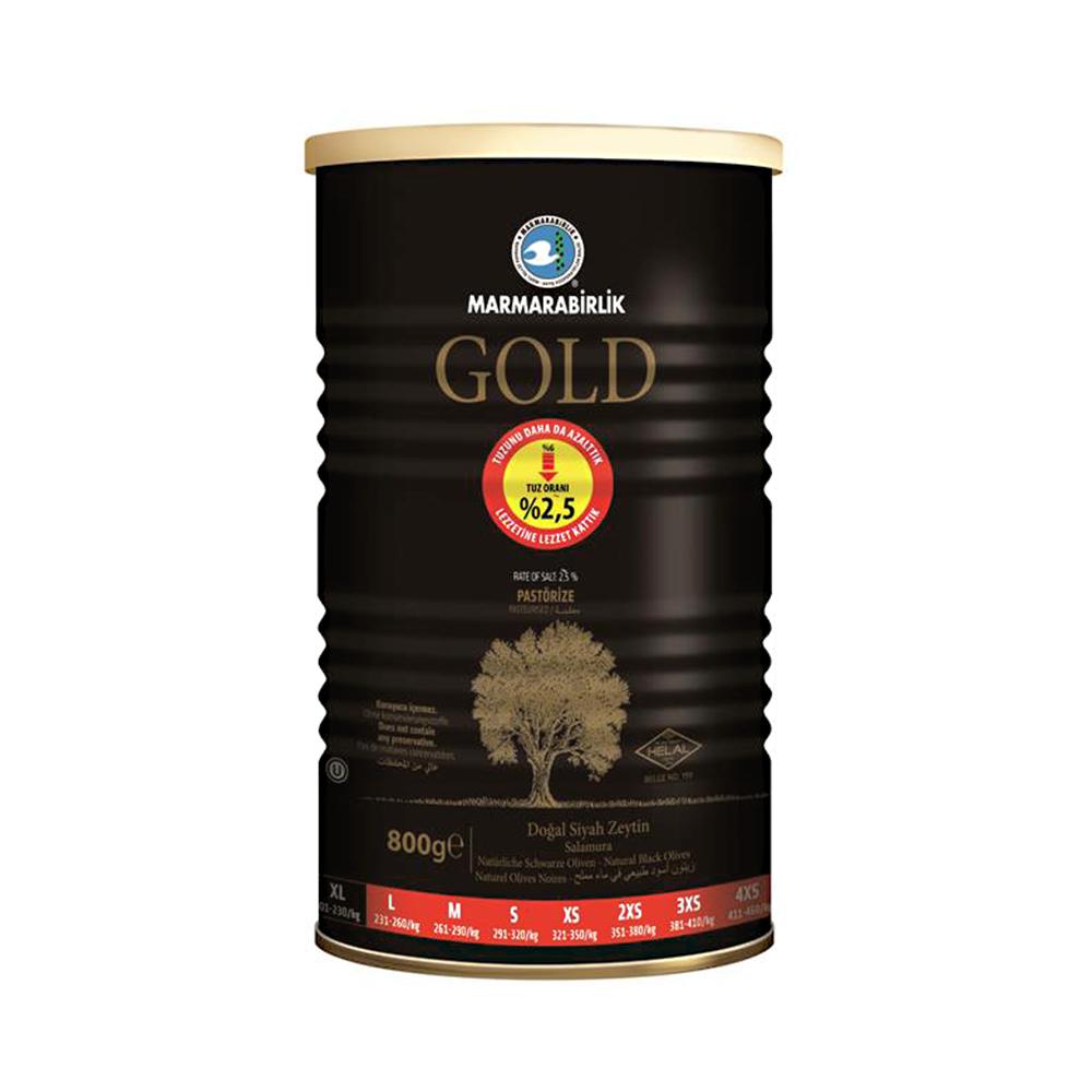 Marmarabirlik Gemlik Black Olives Gold Xl %2.5 Salty 800 gr Can