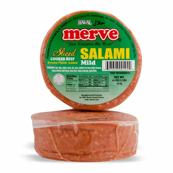 Merve Beef Sliced Salami Plain 1lb